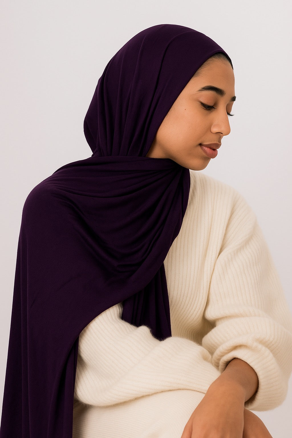 Dark purple Jersey Hijab