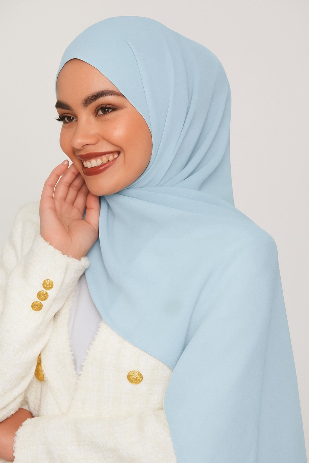 Premium Georgette Chiffon Hijab - Ice Blue - 76