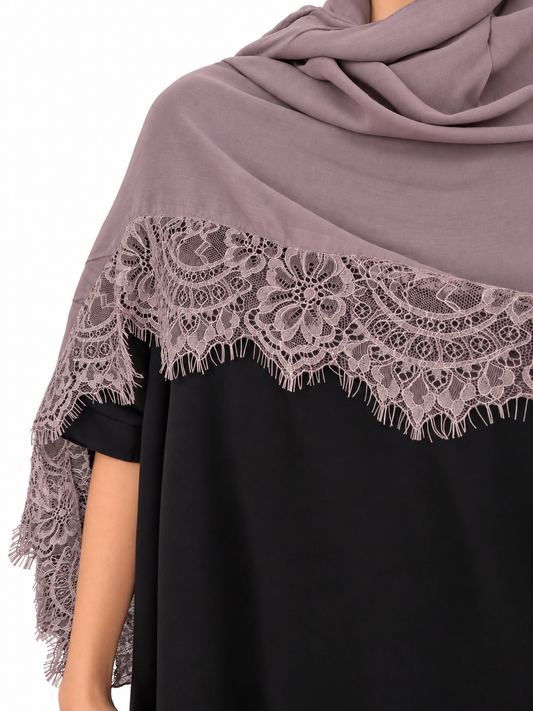 Lace Modal Hijab - Dusty Mauve