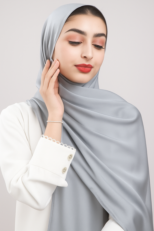 Plain Satin Silk - Grey