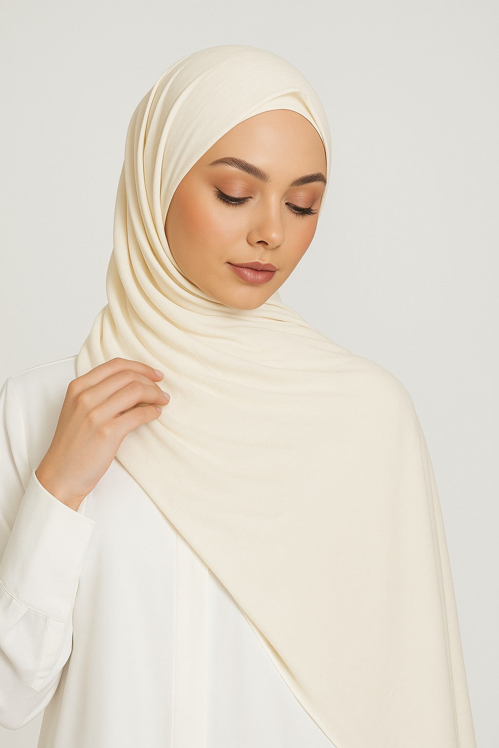 Cream White Jersey Hijab