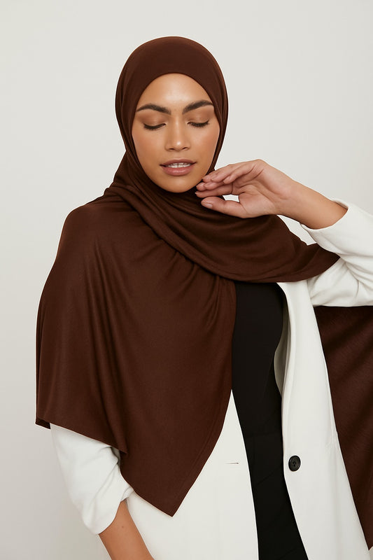 Chocolate brown Jersey Hijab