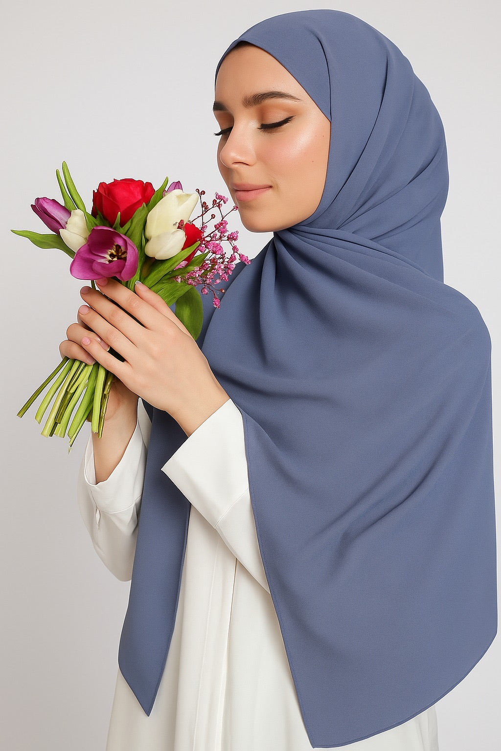 Premium Georgette Hijab - Denim Blue - 85