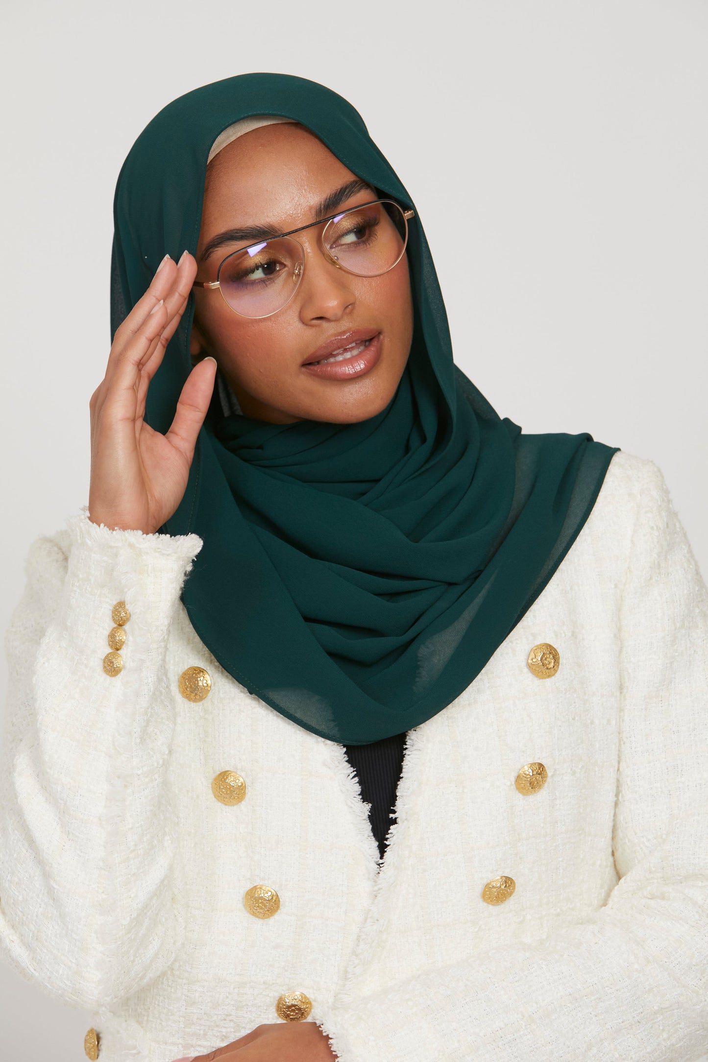 Premium Georgette Chiffon Hijab -  Forest Green - 40