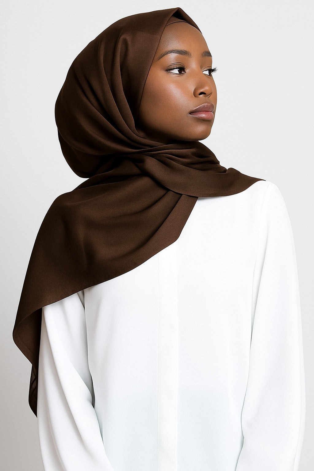 Plain Satin Silk - Dark Brown