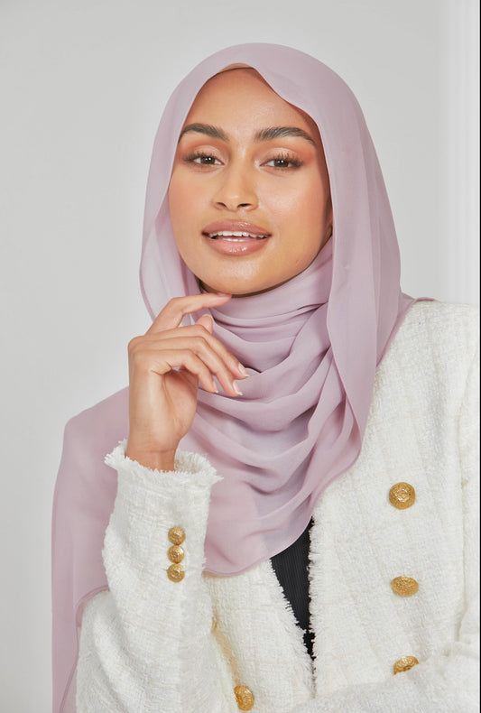 Premium Georgette Chiffon Hijab -  Blush Lilac - 80