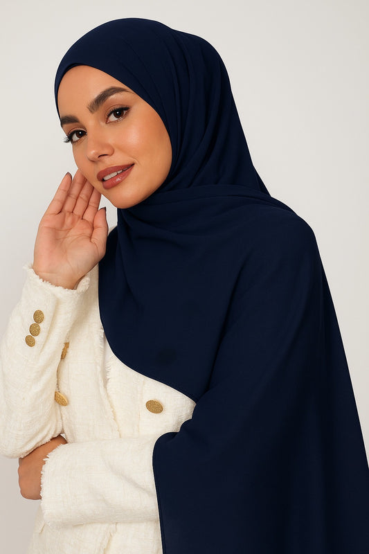 Premium Georgette Chiffon Hijab -  Midnight Ocean - 14