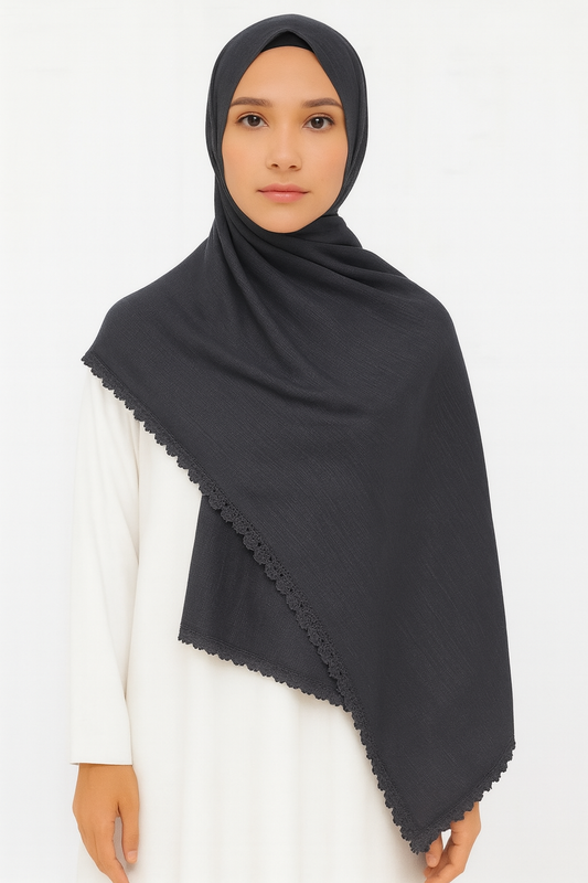 Turkish Lawn Lace - Charcoal