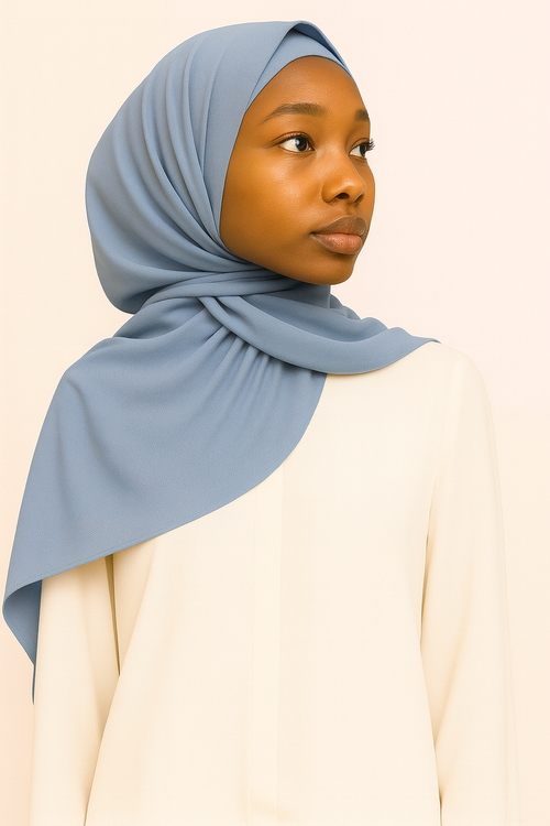 Plain Satin Silk - Muted Blue