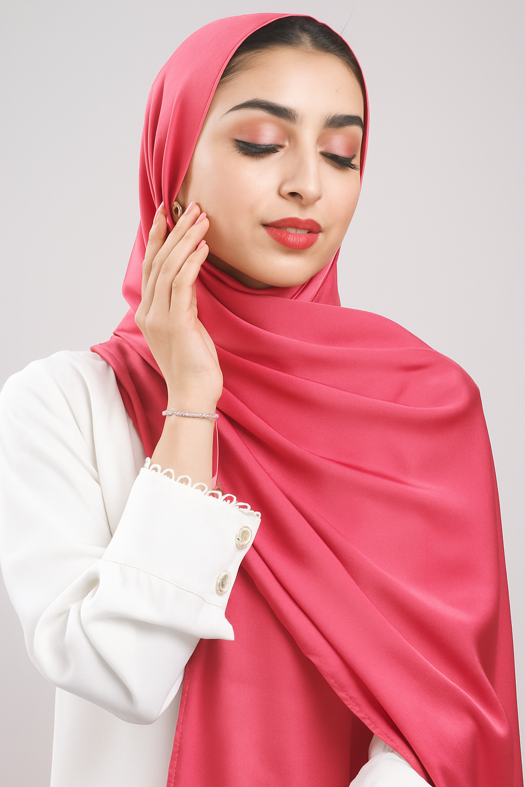 Plain Satin Silk - Blush Rose