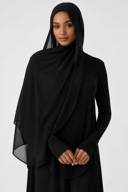 PREMIUM MODAL HIJAB (SINGLE STITCH) - BLACK
