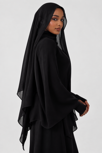 PREMIUM MODAL HIJAB (SINGLE STITCH) - BLACK