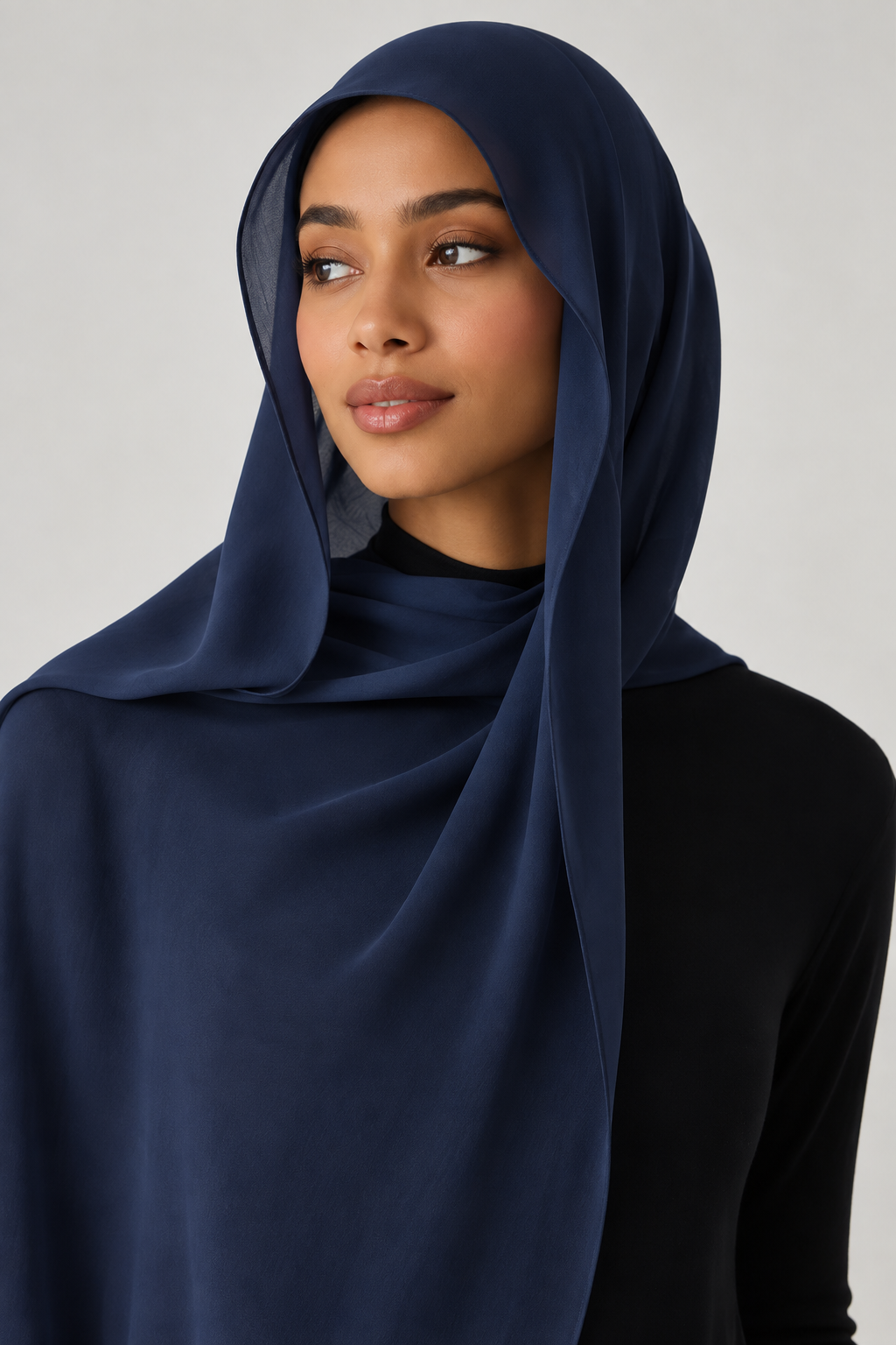PREMIUM MODAL HIJAB (SINGLE STITCH) - NAVY