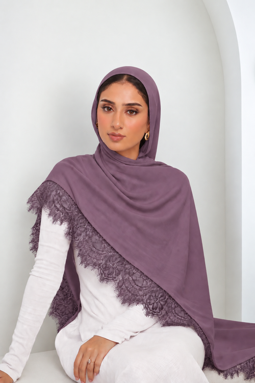 Lace Modal Hijab - Dusty Mauve