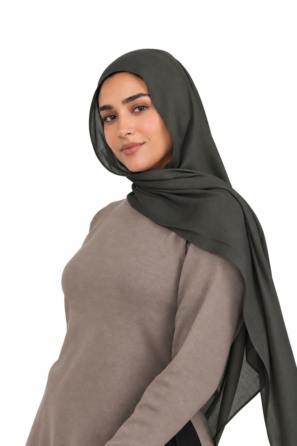 PREMIUM MODAL HIJAB (SINGLE STITCH) - DARK OLIVE GREY