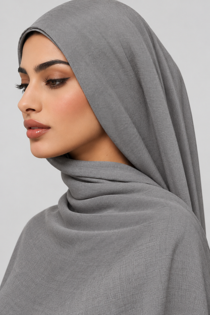 PREMIUM MODAL HIJAB (SINGLE STITCH) - Smoky Grey