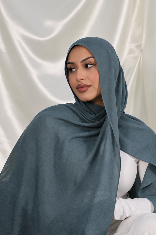 PREMIUM MODAL HIJAB (SINGLE STITCH) - DENIM BLUE