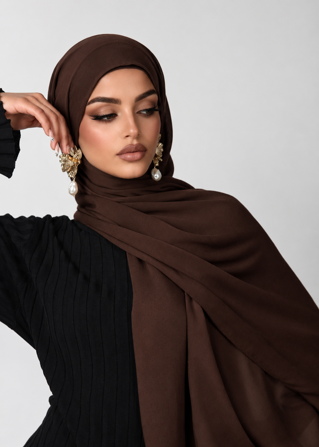 PREMIUM MODAL HIJAB (SINGLE STITCH) - CHOCOLATE BROWN