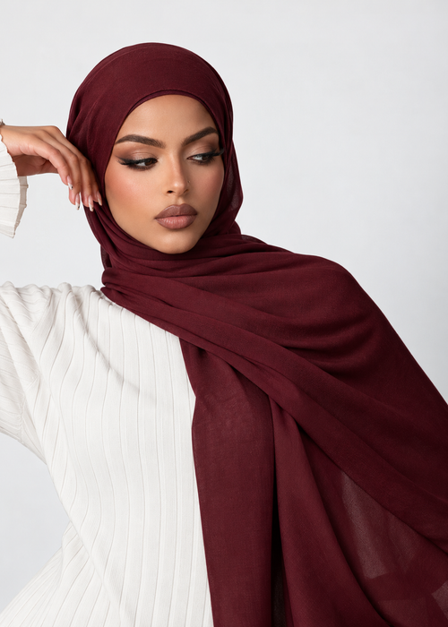 PREMIUM MODAL HIJAB (SINGLE STITCH) - BURGUNDY