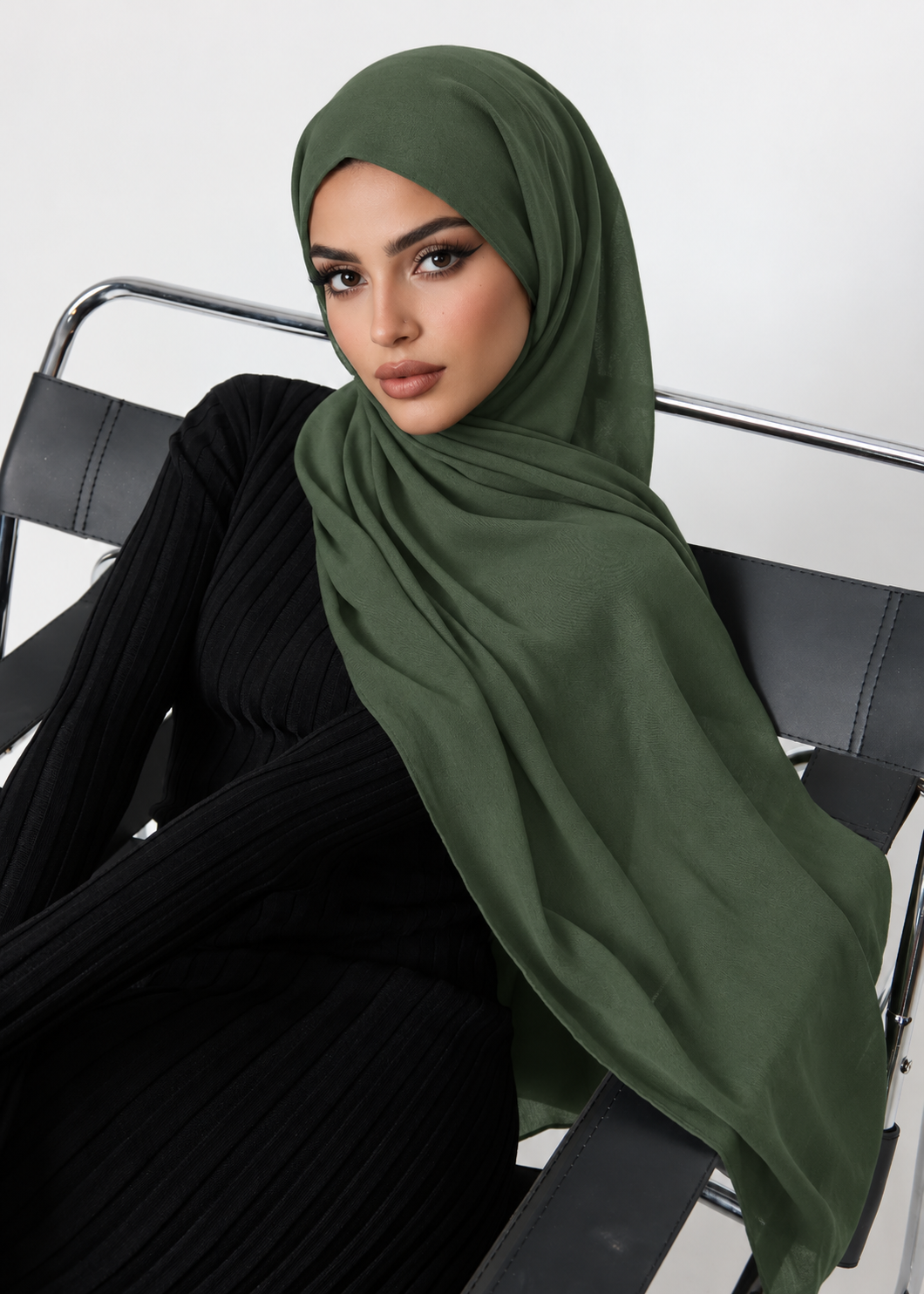 PREMIUM MODAL HIJAB (SINGLE STITCH) - OLIVE GREEN
