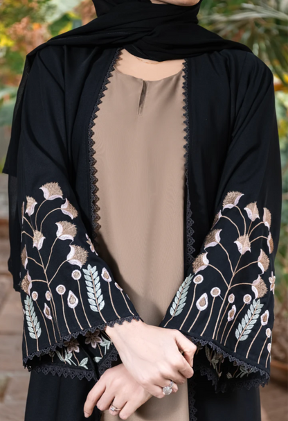Nooré Elham – Embroidered Coat Style Abaya
