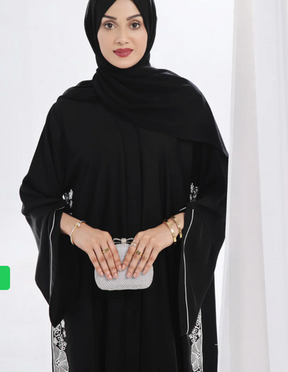Hana Embroidered Abaya – Black Elegance