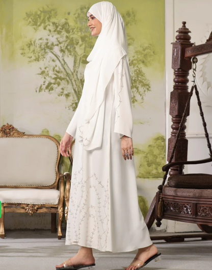 White Blossom Abaya