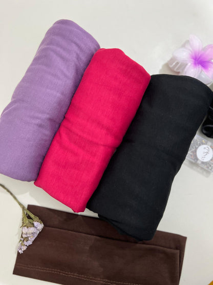 Jersey Hijab Styling Set – 3 Hijabs + Satin Scrunchie + Pins Wheel + Flower Hair Clip + Hijab Cap