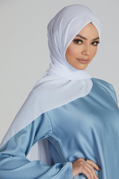 Luxury Georgette Chiffon Hijab -  Pure White - 26