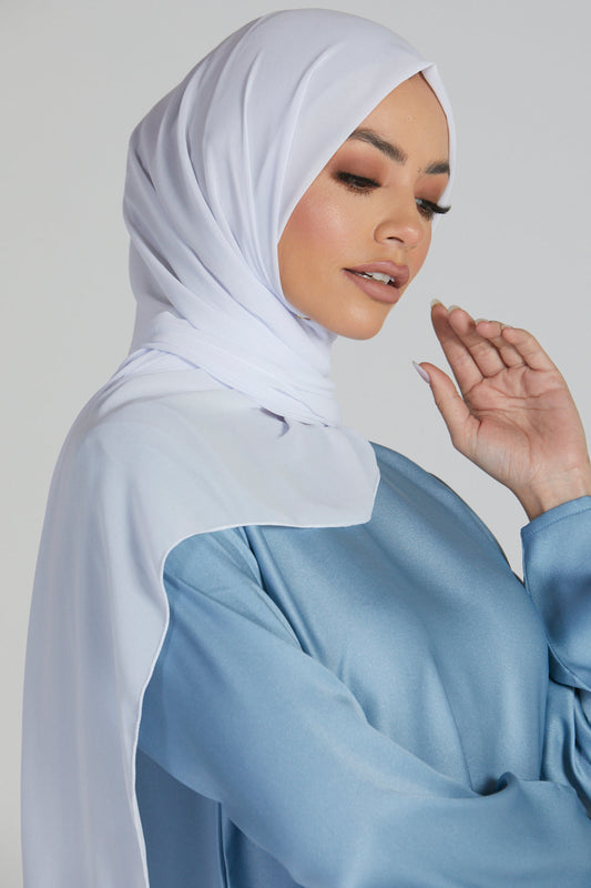 Luxury Georgette Chiffon Hijab -  Pure White - 26